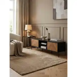 Netto Marken-Discount Lowboard Schwarz Eiche-Dekor Modern Stil 163x45x40 cm mit zwei Türen Angebot