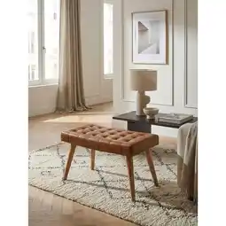 Netto Marken-Discount Sitzhocker – Mango Massivholz/Echtleder, 67x47x39 cm, Chesterfield-Design Angebot