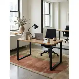 Netto Marken-Discount Schreibtisch – Eiche-Dekor/Schwarz, 120x60x76 cm, Metallbeine, Homeoffice Angebot