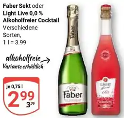 Globus Faber Sekt oder Light Live 0,0% Alkoholfreier Cocktail Angebot