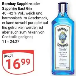 Globus Bombay Sapphire oder Sapphire East Gin Angebot