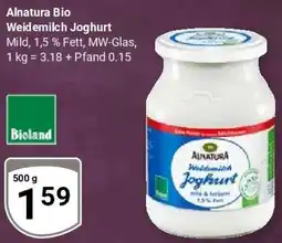 Globus Alnatura Bio Weidemilch Joghurt Angebot