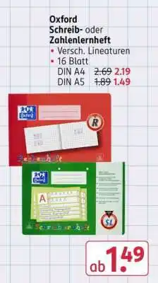 Rossmann Oxford Schreib- oder Zahlenlernheft Angebot