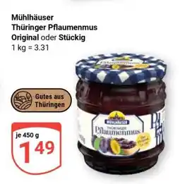 Globus Mühlhäuser Thüringer Pflaumenmus Original oder Stückig Angebot