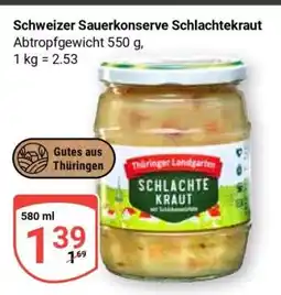 Globus Schweizer Sauerkonserve Schlachtekraut Angebot