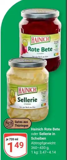 Globus Hainich Rote Bete oder Sellerie in Scheiben Angebot