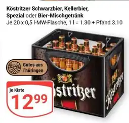 Globus Köstritzer Schwarzbier, Kellerbier, Spezial oder Bier-Mischgetränk Angebot