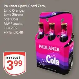 Globus Paulaner Spezi, Spezi Zero, Limo Orange, Limo Zitrone oder Cola Angebot