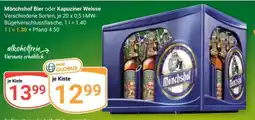 Globus Mönchshof Bier oder Kapuziner Weisse Angebot