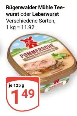 Globus RÜGENWALDER MÜHLE Teewurst oder Leberwurst Angebot