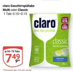Globus Claro Geschirrspültabs Multi oder Classic Angebot