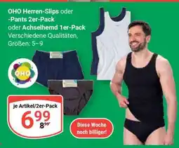 Globus OHO Herren-Slips oder -Pants 2er-Pack oder Achselhemd 1er-Pack Angebot
