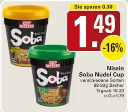 WEZ Nissin Soba Nudel Cup Angebot