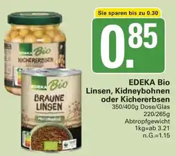 WEZ EDEKA Bio Linsen, Kidneybohnen oder Kichererbsen Angebot