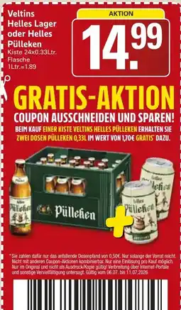 WEZ Veltins Helles Lager oder Helles Pülleken Angebot