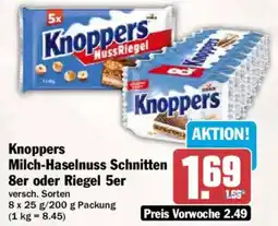 AEZ Knoppers Milch-Haselnuss Schnitten 8er oder Riegel 5er Angebot