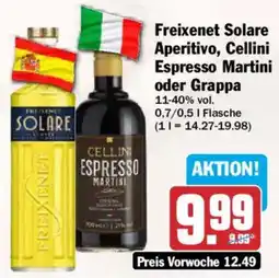AEZ Freixenet Solare Aperitivo, Cellini Espresso Martini oder Grappa Angebot