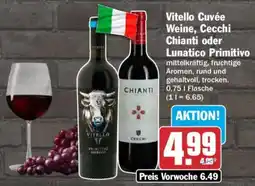 AEZ Vitello Cuvée Weine, Cecchi Chianti oder Lunatico Primitivo Angebot
