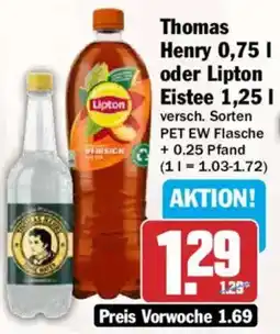 AEZ Thomas Henry 0,75 l oder Lipton Eistee 1,25 I Angebot