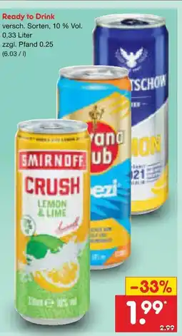 Netto Marken-Discount Smirniff, havana club, gorbatschow ready to drink Angebot