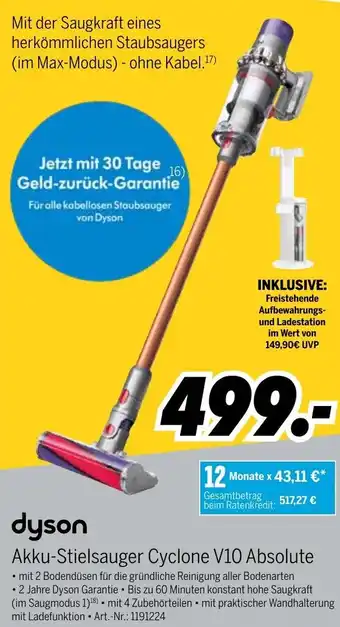 MEDIMAX Dyson Akku Stielsauger Cyclone V10 Absolute Angebot