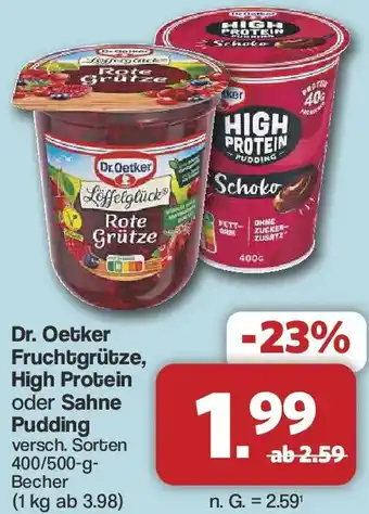 Famila Nord West Dr. Oetker Fruchtgrütze, High Protein oder Sahne Pudding Angebot