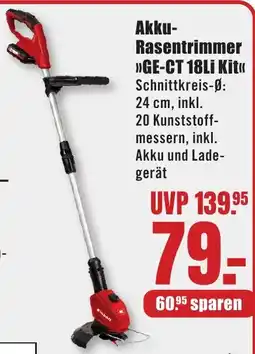 B1 Discount Baumarkt Einhell Akku- Rasentrimmer >>GE-CT 18Li Kit«< Angebot