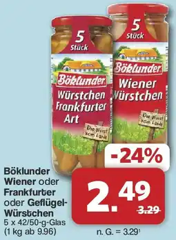 Famila Nord West Böklunder Wiener oder Frankfurter oder Geflügel Würstchen Angebot