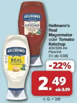 Famila Nord West Hellmann's Real Mayonnaise oder Tomato Ketchup Angebot