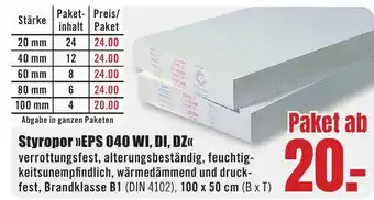 B1 Discount Baumarkt Styropor »EPS 040 WI, DI, DZ<< Angebot