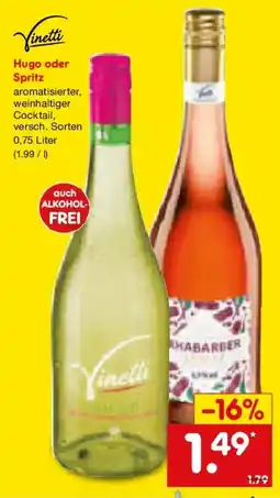 Netto Marken-Discount Vinetti Hugo oder Spritz Angebot