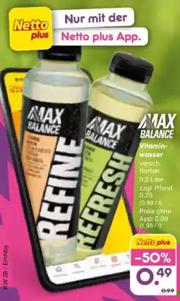 Netto Marken-Discount MAX BALANCE Vitaminwasser Angebot