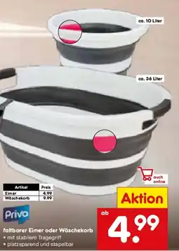 Netto Marken-Discount Priva faltbarer Eimer oder Wäschekorb Angebot
