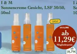 LPG Biomarkt I & M Sonnencreme Gesicht, LSF 30/50 Angebot