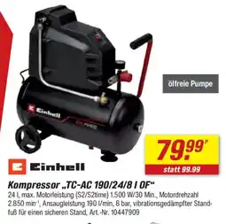 toom Baumarkt Einhell Kompressor,,TC-AC 190/24/8 1 OF" Angebot