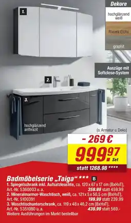 toom Baumarkt Badmöbelserie „Taiga" Angebot