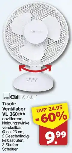 Famila Nord West Clatronic Tisch Ventilator VL 3601 Angebot