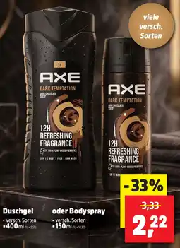 Thomas Philipps AXE Duschgel oder Bodyspray Angebot