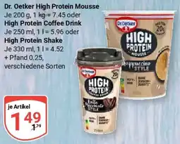 Globus Dr. Oetker High Protein Mousse oder High Protein Coffee Drink oder High Protein Shake Angebot