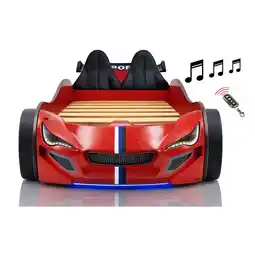 Netto Marken-Discount Autobett Kinder 90x200 Jungen LED Leuchte Unterbodenbeleuchtung Sound Fernbedienung Angebot