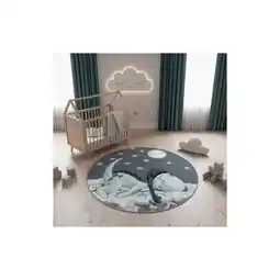 Netto Marken-Discount Spielteppich COGNE in Blau, mit Dino-Motiv, Ø 120 cm Angebot