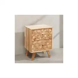 Netto Marken-Discount KADIMA DESIGN Handgefertigtes Nachtkästchen aus Massivholz, moderner Landhaus-Stil, 2 Schubladen Angebot