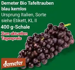 Globus Demeter Bio Tafeltrauben blau kernlos Angebot
