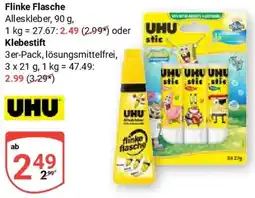 Globus UHU Flinke Flasche oder Klebestift Angebot