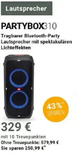 Globus JBL Partybox310 Tragbarer Bluetooth-Party Lautsprecher mit spektakulären Lichteffekten Angebot