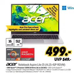 MEDIMAX Acer notebook aspire lite 15 (al15-41p-r0vm) Angebot