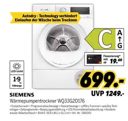 MEDIMAX Wärmepumpentrockner wq33g2d176 Angebot