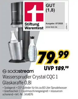 MEDIMAX Sodastream wassersprudler crystal cqc 1 glaskaraffe 0,8l Angebot