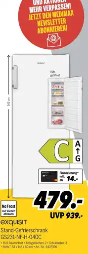 MEDIMAX Exquisit stand-gefrierschrank gs231-nf-h-040c Angebot
