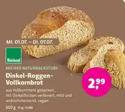 Denns BioMarkt MICHAS NATURBACKSTUBE Dinkel-Roggen-Vollkornbrot Angebot